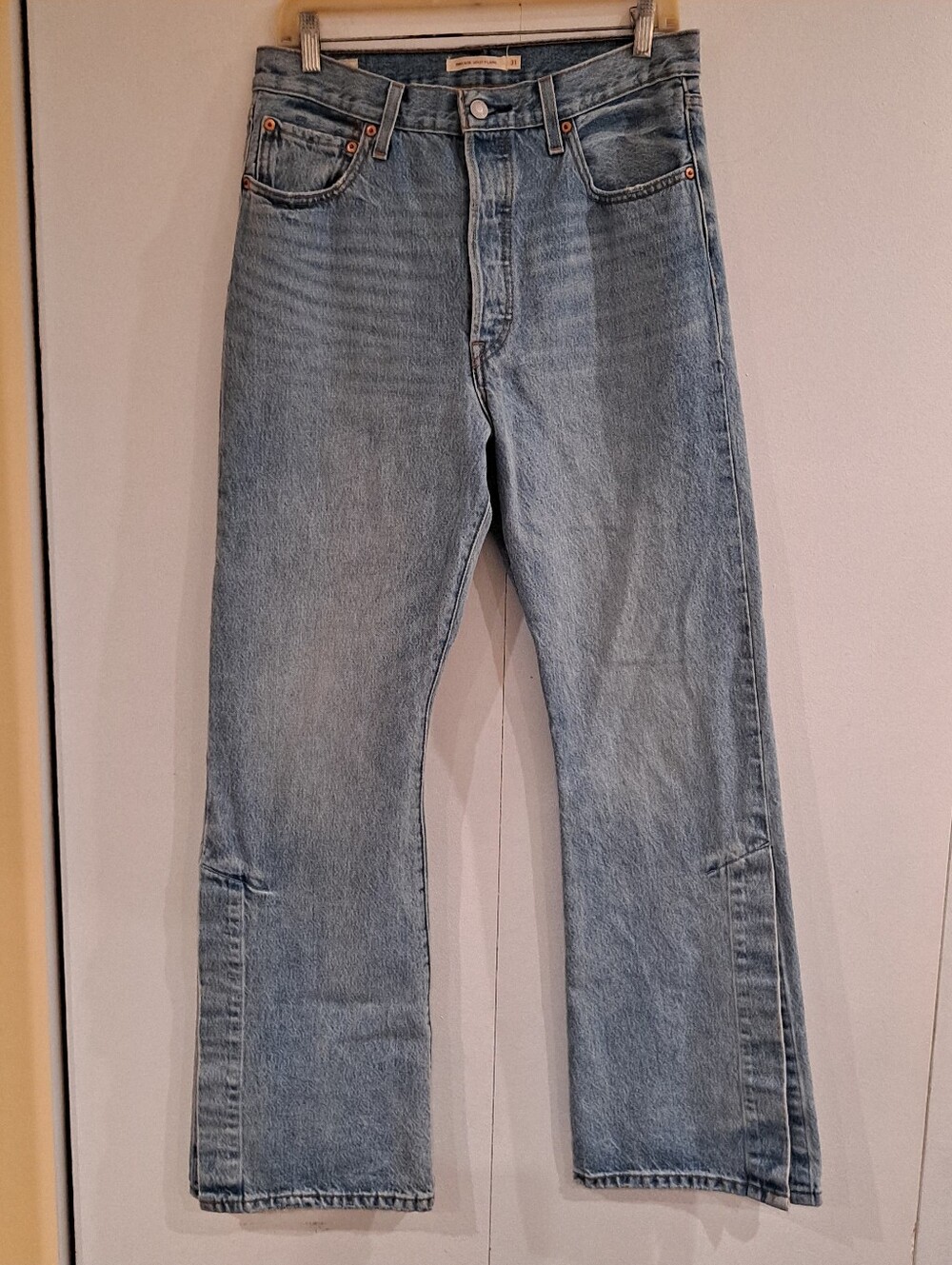 Levi's Ribcage  Light Blue Button-Fly Wide Leg Split Flare  Jeans NWOT